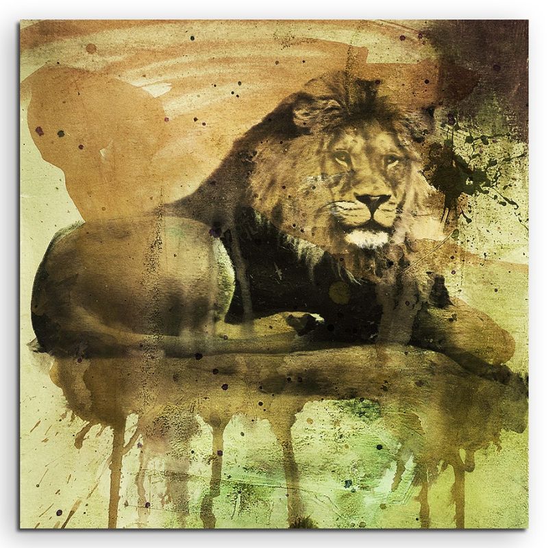 Lion 60x60cm  Aquarell Art Leinwandbild