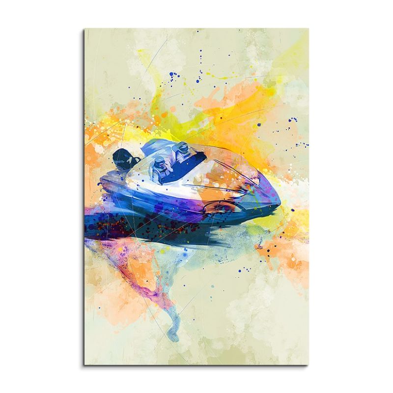 Speedboat I 90x60cm Aquarell Art Leinwandbild