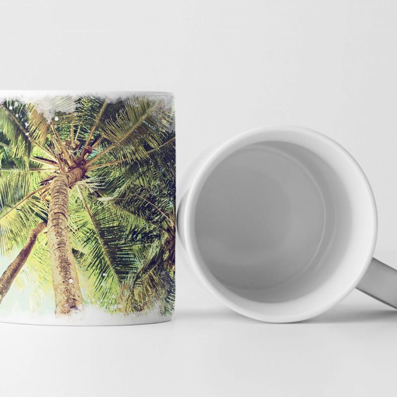 Tasse Geschenk Landschaftsfotografie – Vintage Palmen aus Froschperpektive