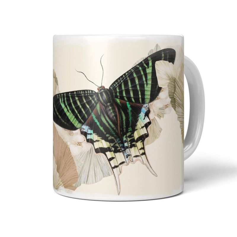 Dekorative Tasse mit schönem Motiv Schmetterling Exotisch Pastelltöne Vintage Einzigartig