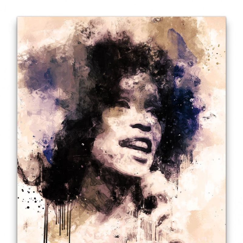 Whitney Porträt Abstrakt Kunst Sängerin Musikikone 60x90cm Leinwandbild