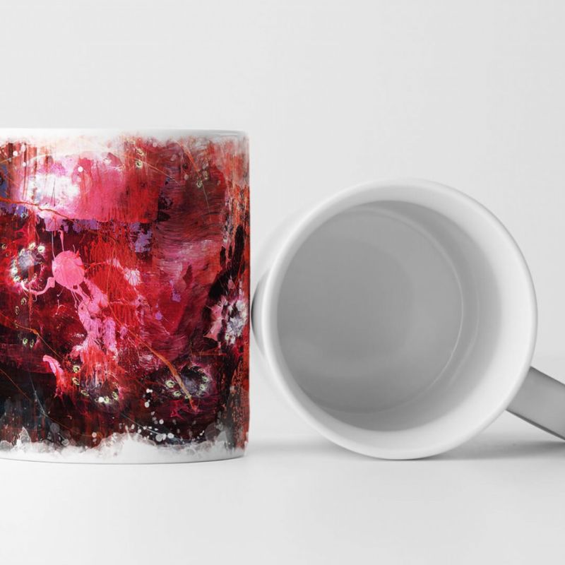 Tasse Geschenk Farbensplash; rot, schwarz, düster, pink