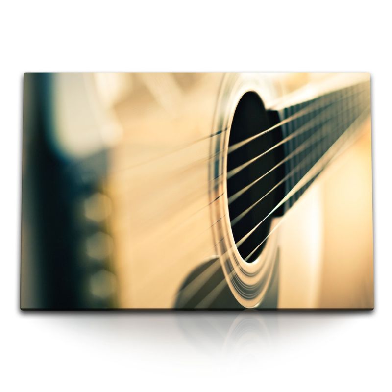 120x80cm Wandbild auf Leinwand Gitarre Kunstvoll Klassisch Musik Fotokunst Saiten