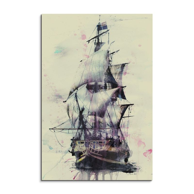 Segelschiff III 90x60cm  Aquarell Art Leinwandbild