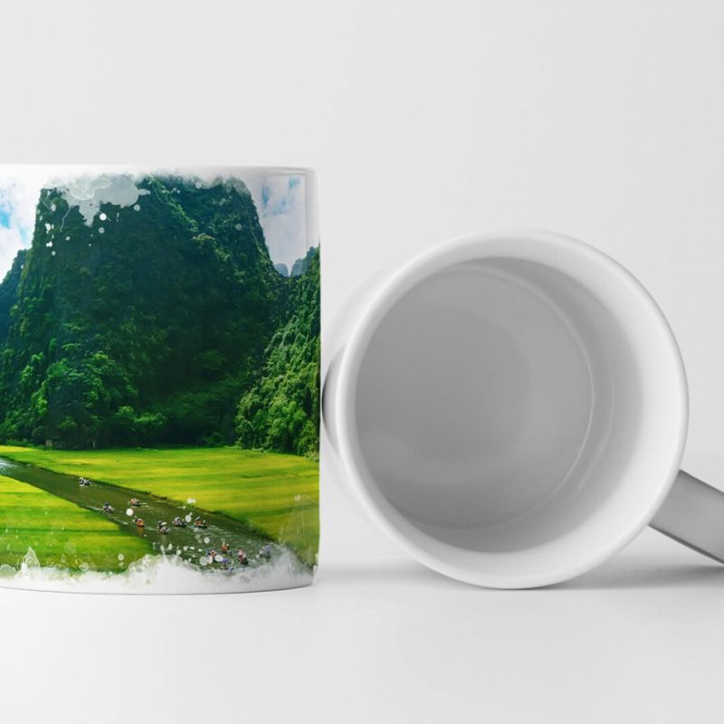 Tasse Geschenk Landschaftsfotografie – Reisfelder am Fluss NinhBinh Vietnam