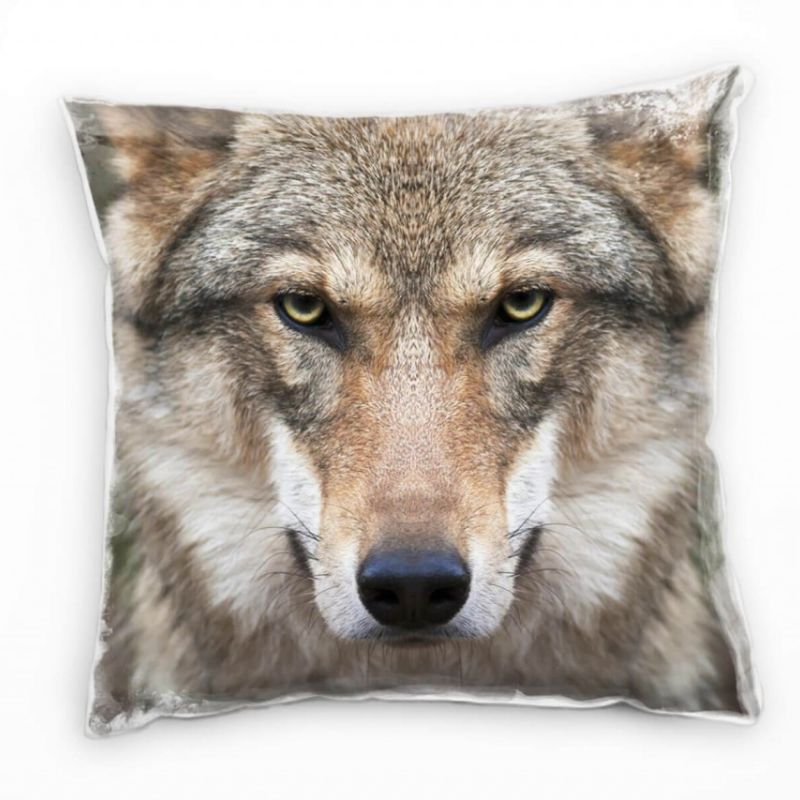 Tiere, braun, Wolf, Portrait Deko Kissen 40x40cm für Couch Sofa Lounge Zierkissen