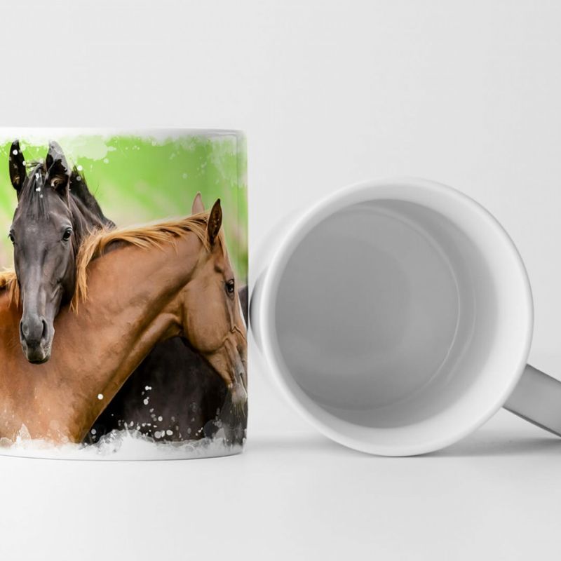 Tasse Geschenk Tierfotografie – Zwei befreundete Pferde