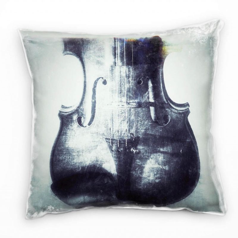 Abstrakt, Violine, Musik, grau Deko Kissen 40x40cm für Couch Sofa Lounge Zierkissen