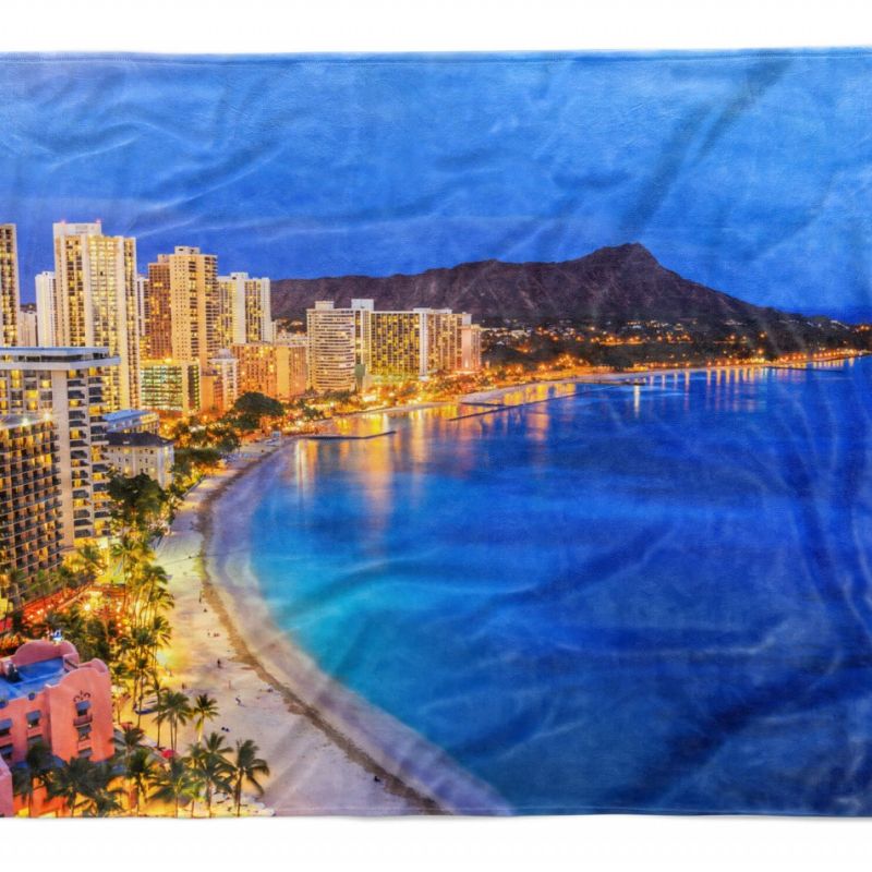 Handtuch Strandhandtuch Saunatuch Kuscheldecke  mit Fotomotiv Hawaii Honolulu Kü