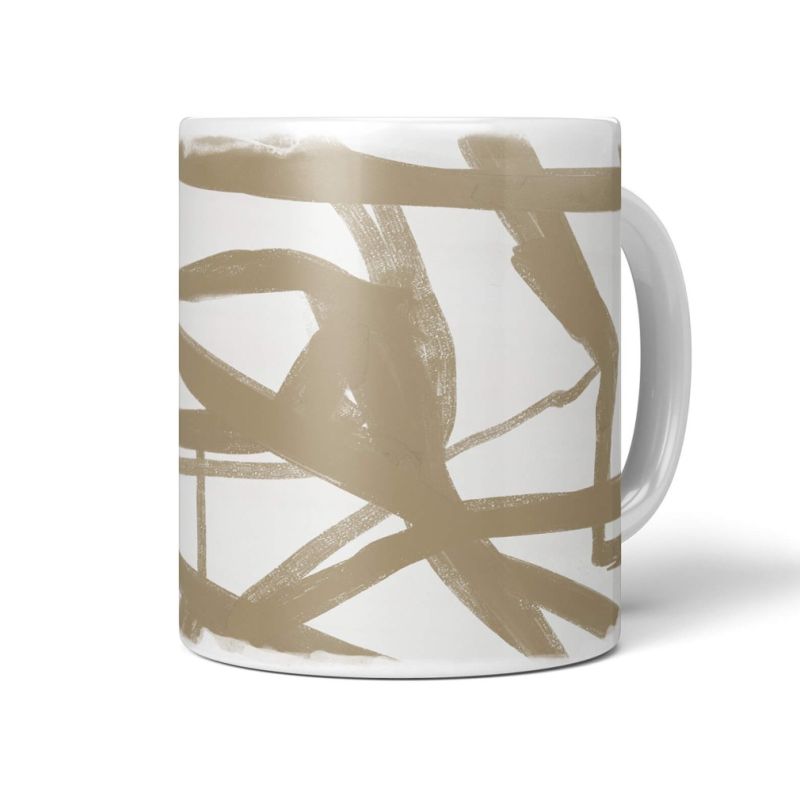 Dekorative Tasse mit schönem Motiv abstraktes Muster Braun Beige Kunstvoll Modern