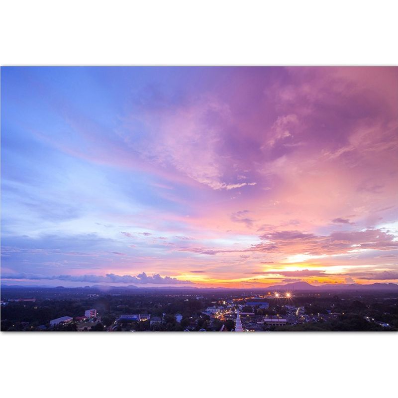 120x80cm Thailand Gebäude Himmel Abendrot