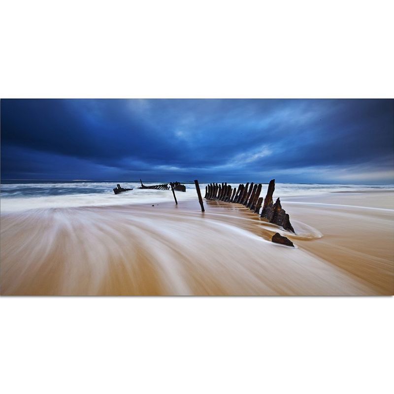 120x80cm Schiffswrack Meer Strand Himmel