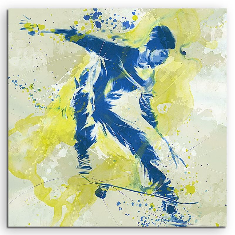 Skateboarding II 60x60cm SPORTBILDER Paul Sinus Art Splash Art Wandbild Aquarell Art