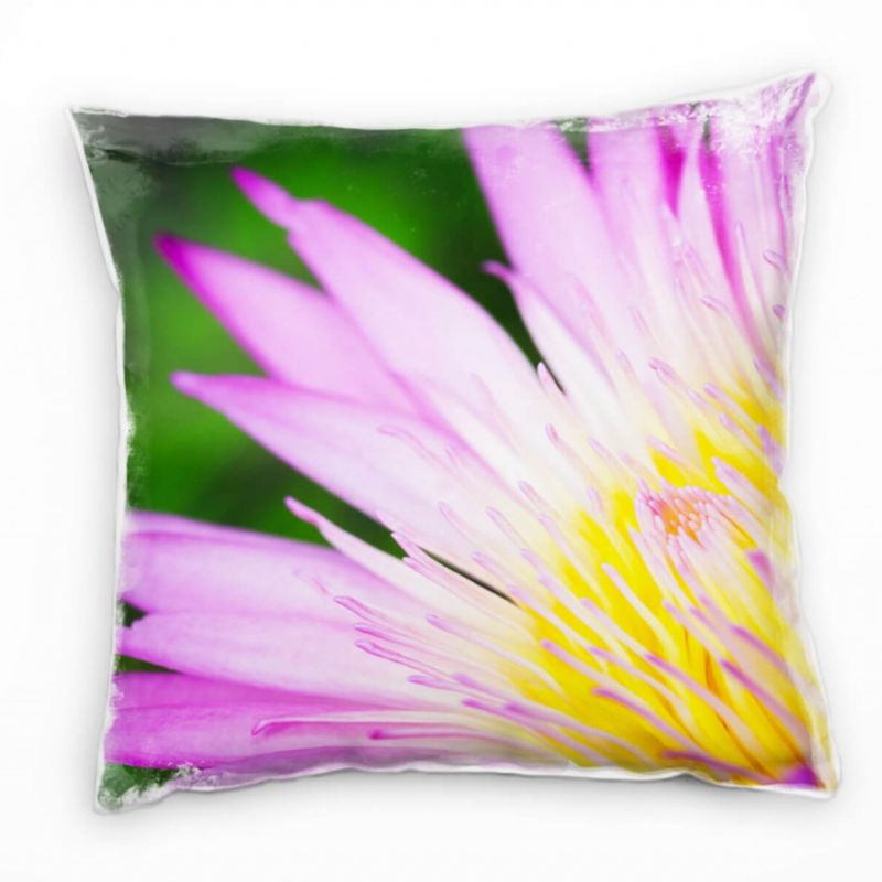 Macro, Blumen, pink, gelb, grün, Seerose Deko Kissen 40x40cm für Couch Sofa Lounge Zierkissen