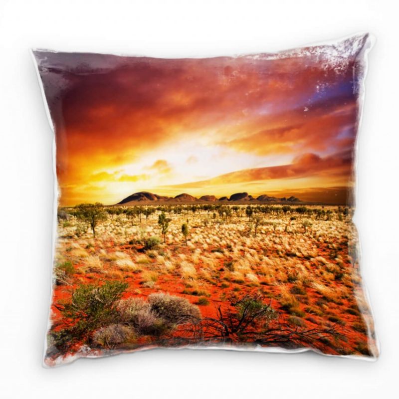 Landschaft, rot, gelb, Sonnenuntergang, Australien Deko Kissen 40x40cm für Couch Sofa Lounge Zierkis