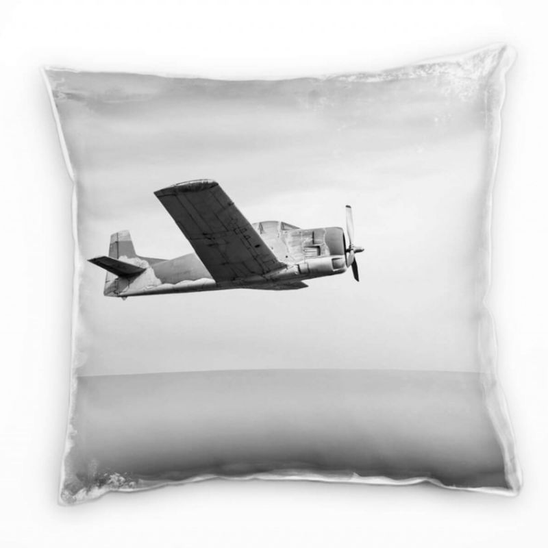 Urban, Flugzeug über dem Meer, grau Deko Kissen 40x40cm für Couch Sofa Lounge Zierkissen