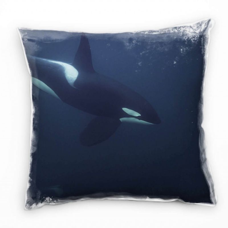 Tiere, Schwertwal, Orca, Unterwasser, grau, blau Deko Kissen 40x40cm für Couch Sofa Lounge Zierkisse