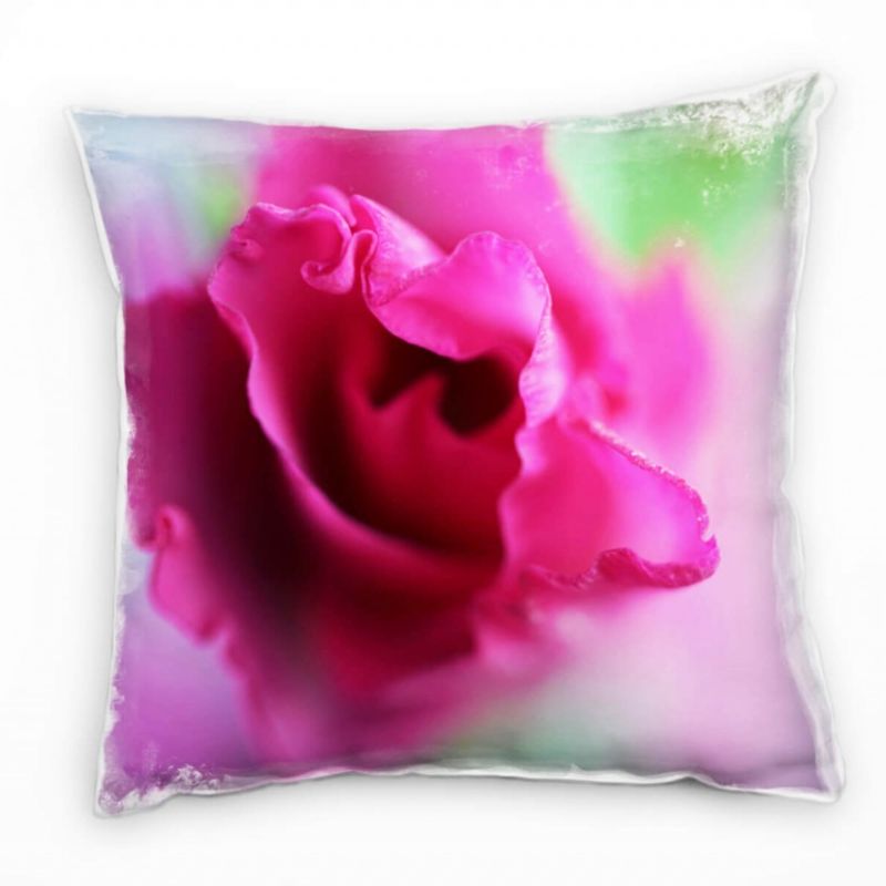 Macro, Blumen, Blüte, pink Deko Kissen 40x40cm für Couch Sofa Lounge Zierkissen