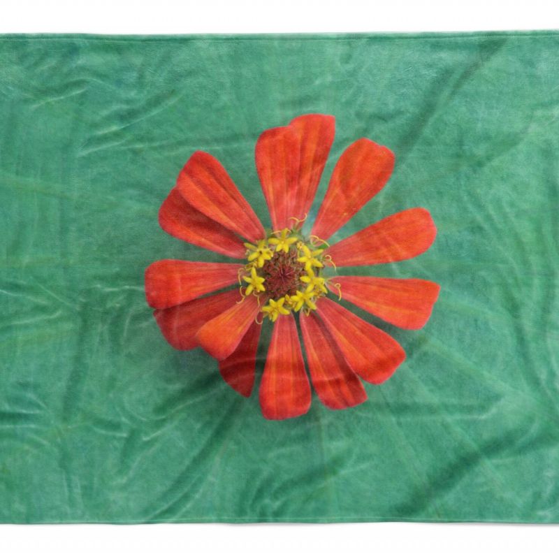 Handtuch Strandhandtuch Saunatuch Kuscheldecke  mit Fotomotiv Blume Blüte Rot Na