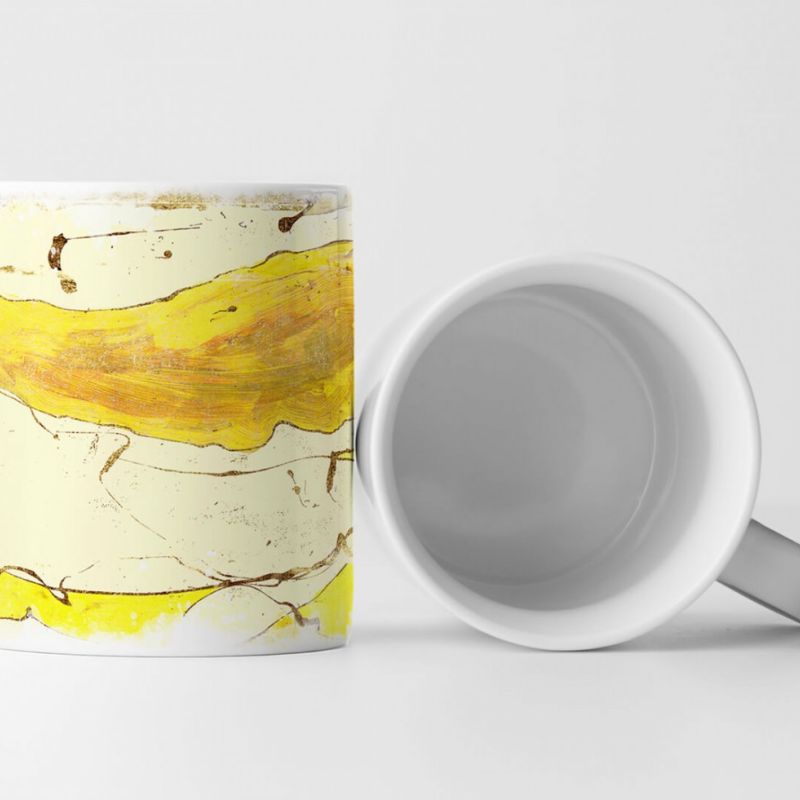 Tasse Geschenk blass-goldrute farbiger Hintergrund; gelb, braun Abstraktionen