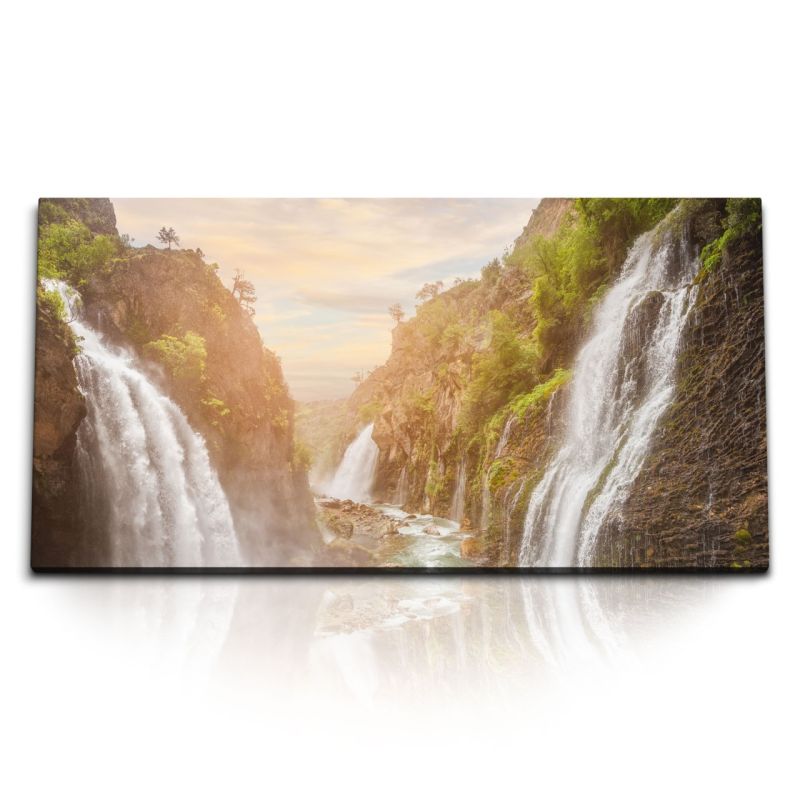 Kunstdruck Bilder 120x60cm Wasserfälle Schlucht Fluss Dschungel Natur