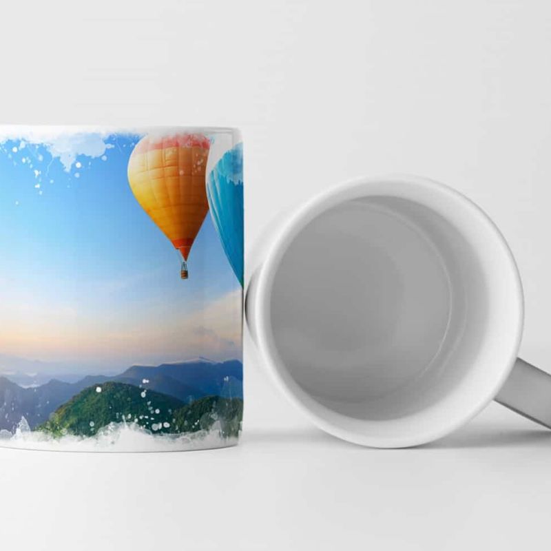 Tasse Geschenk Landschaftsfotografie – Heißluftballons über Berglandschaft