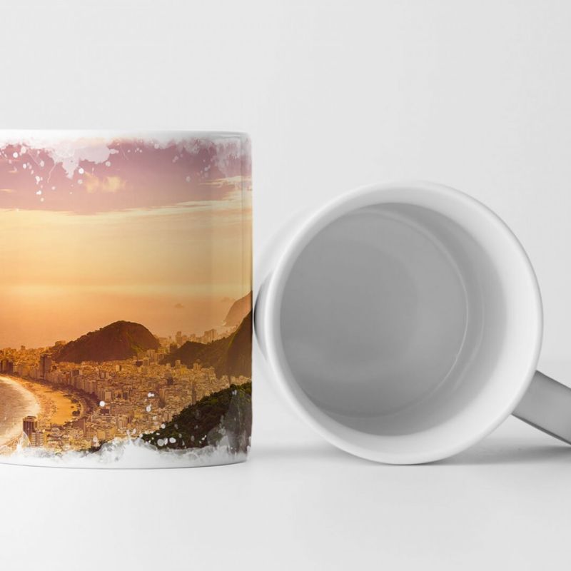 Tasse Geschenk Landschaftsfotografie – Copacabana Strand bei Sonnenaufgang Brasilien