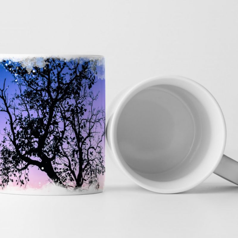 Tasse Geschenk Naturfotografie – Silhouette eines Baumes bei Sonnenuntergang