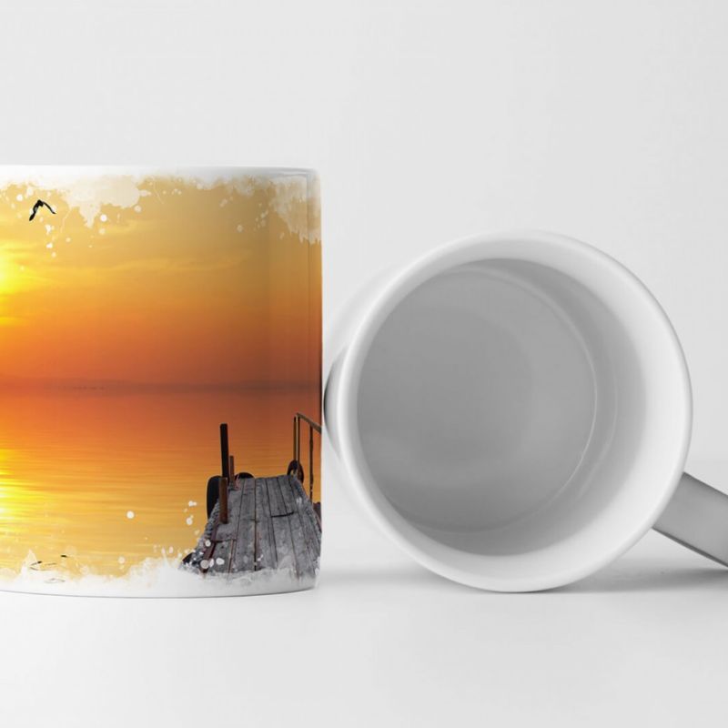 Tasse Geschenk Landschaftsfotografie – Steg am goldenen Meer