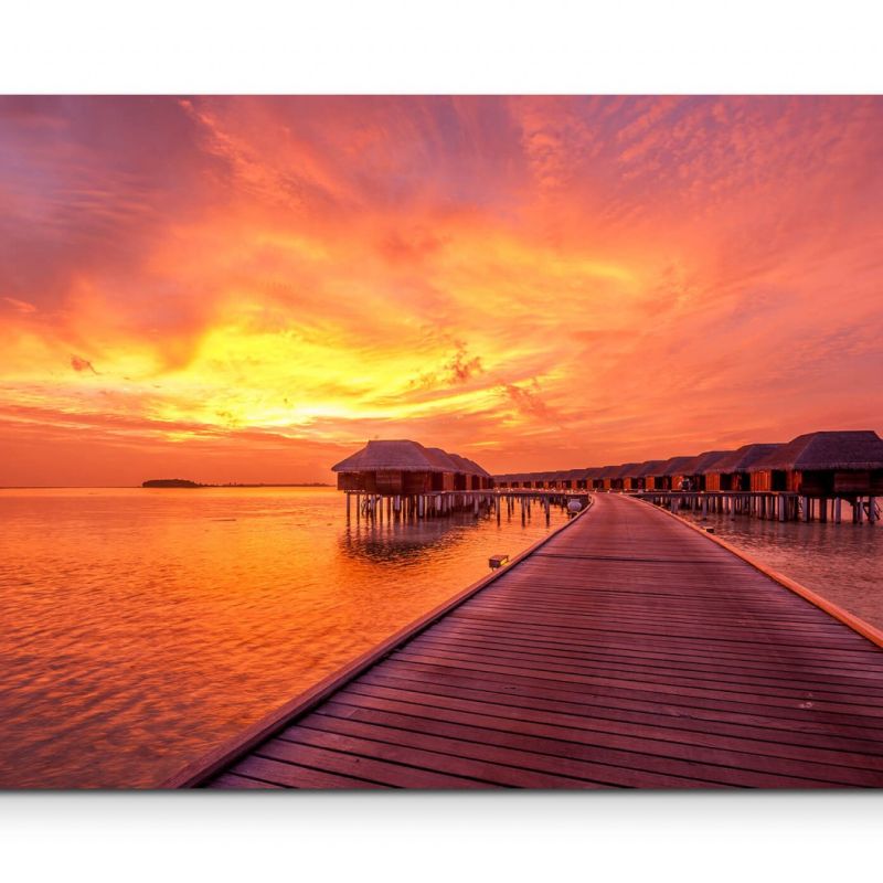 Sonnenuntergang am Strand  Malediven – Leinwandbild