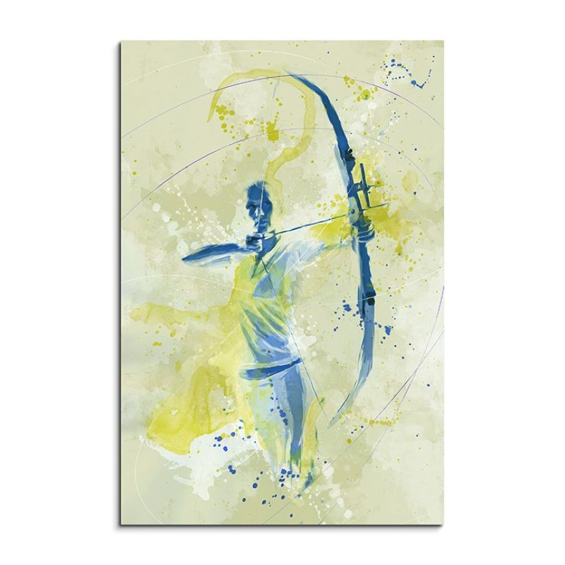 Bogenschiessen I 90x60cm SPORTBILDER Paul Sinus Art Splash Art Wandbild Aquarell Art