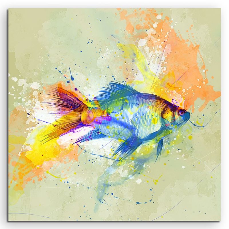 Fisch 60x60cm Aquarell Art Leinwandbild