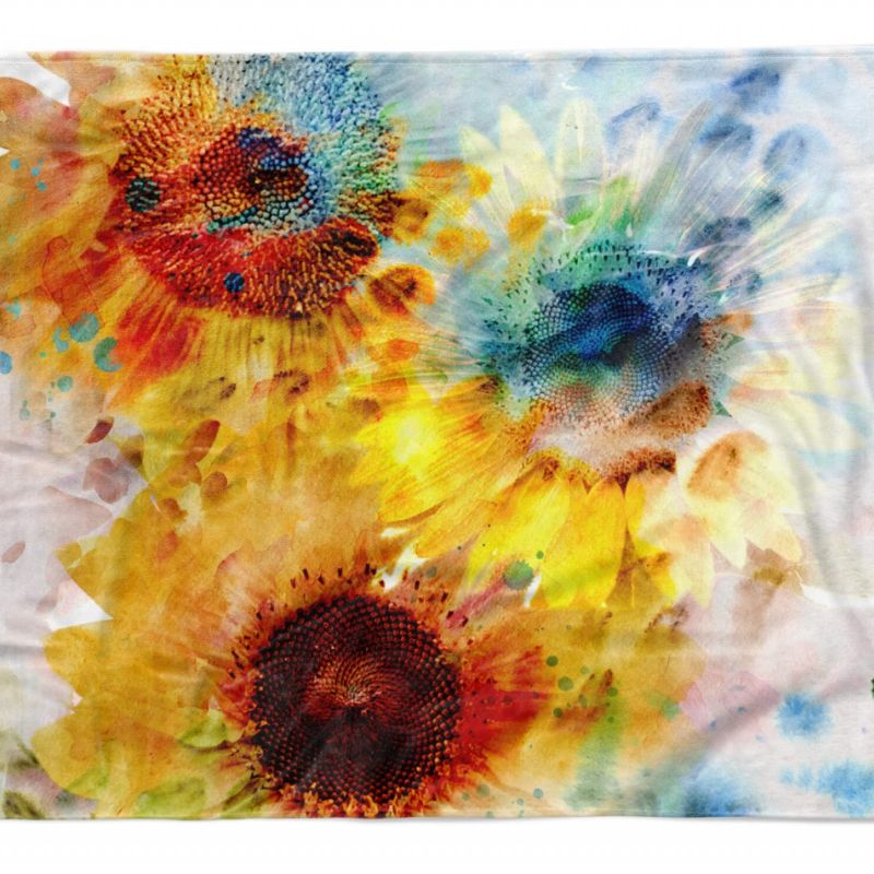 Handtuch Strandhandtuch Saunatuch Kuscheldecke  mit Fotomotiv Sommer Sonnenblume