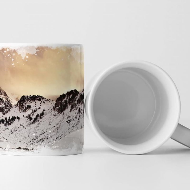 Tasse Geschenk Landschaftsfotografie – Gebirgslandschaft mit Schnee und See