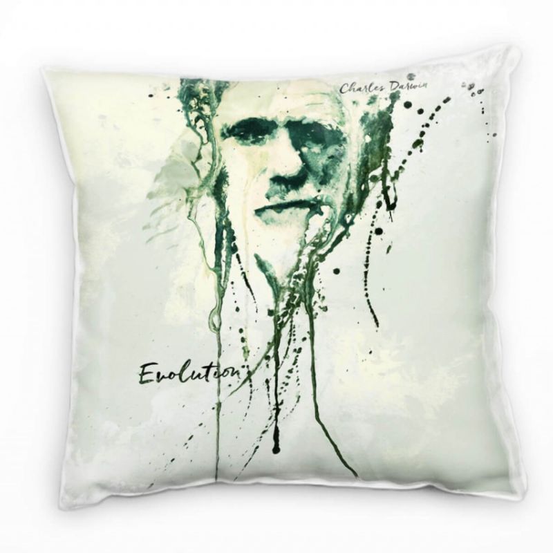 Charles Darwin II Deko Kissen Bezug 40x40cm für Couch Sofa Lounge Zierkissen