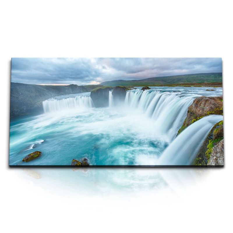 Kunstdruck Bilder 120x60cm Wasserfälle Island Natur Wasser isländische Landschaft