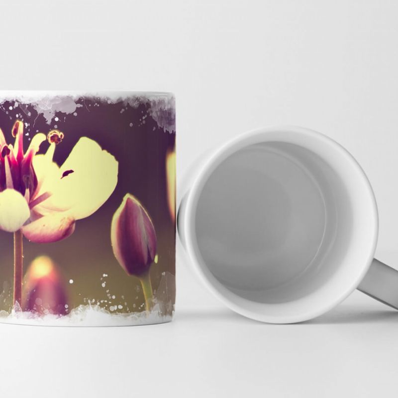 Tasse Geschenk Naturfotografie – Vintage Blume mit braunem Hintergrund