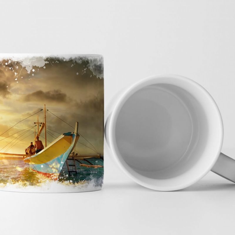 Tasse Geschenk Landschaftsfotografie – Boot bei Sonnenaufgang El Nido Philippinen