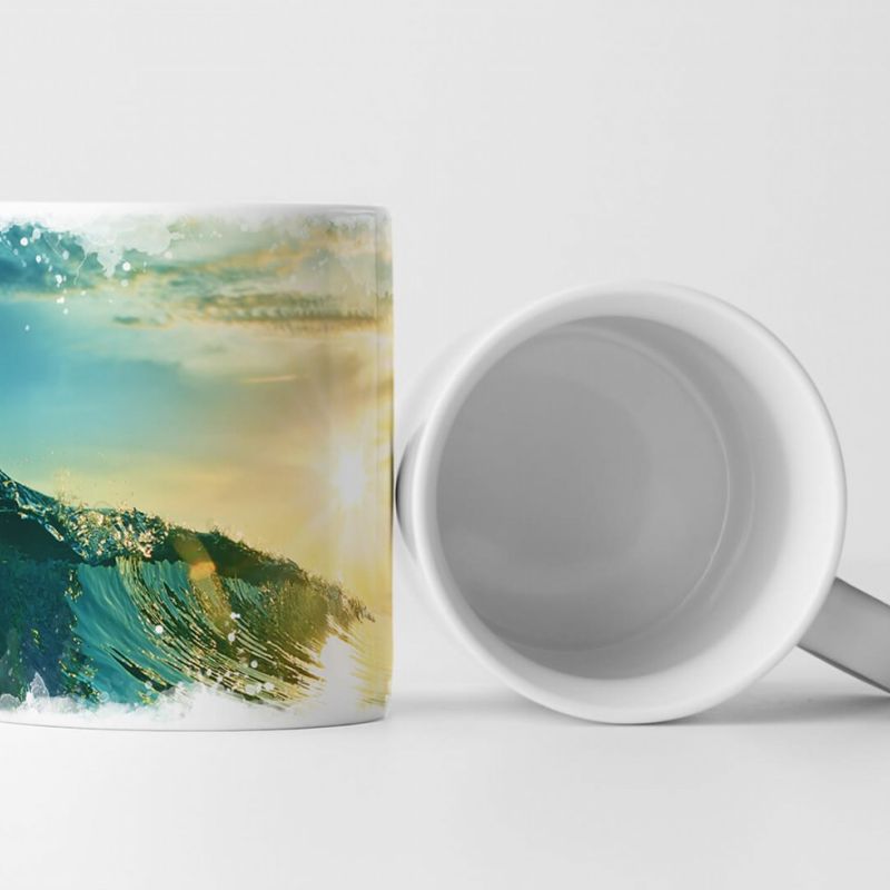 Tasse Geschenk Künstlerische Fotografie – Schwappende Meereswelle im Sonnenlicht