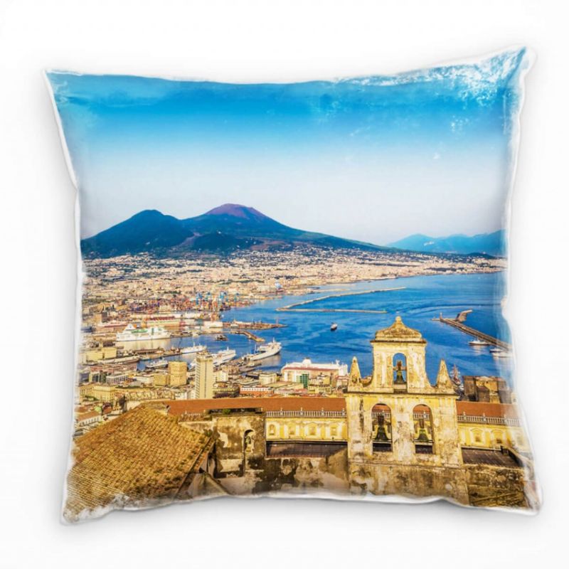 City, Sonnenuntergang, Italien, braun, blau Deko Kissen 40x40cm für Couch Sofa Lounge Zierkissen