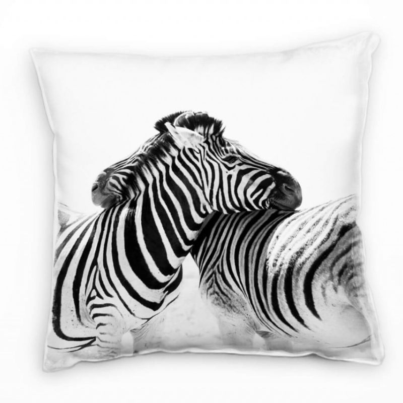 Tiere, kuschelnde Zebras, grau Deko Kissen 40x40cm für Couch Sofa Lounge Zierkissen