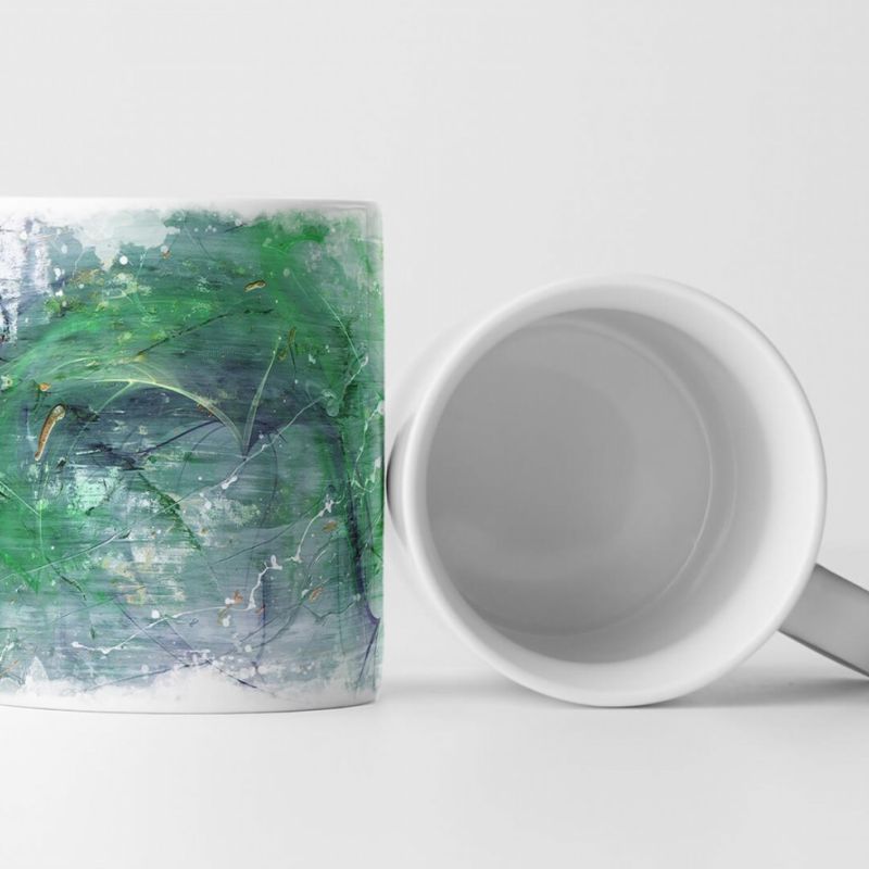 Tasse Geschenk Farbstrudel, grün-blau