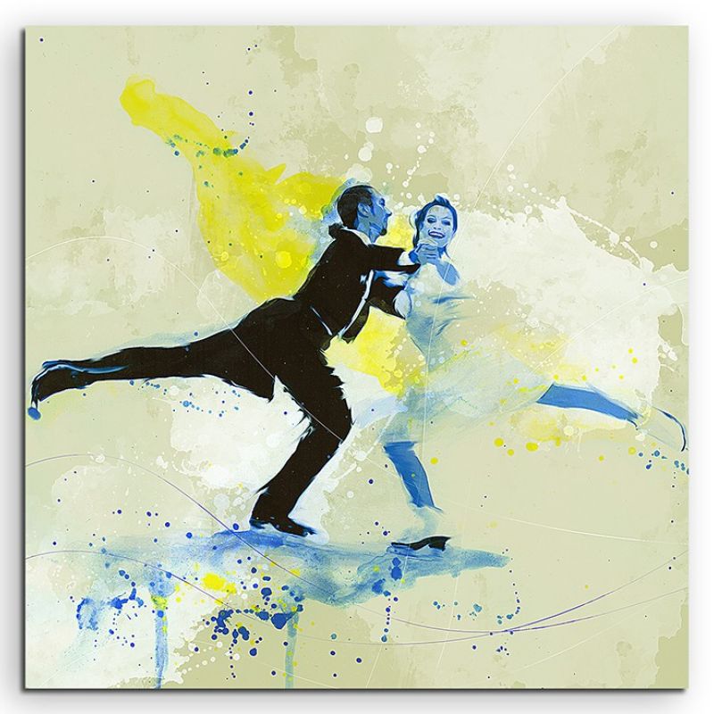 Eiskunstlauf III 60x60cm SPORTBILDER Paul Sinus Art Splash Art Wandbild Aquarell Art