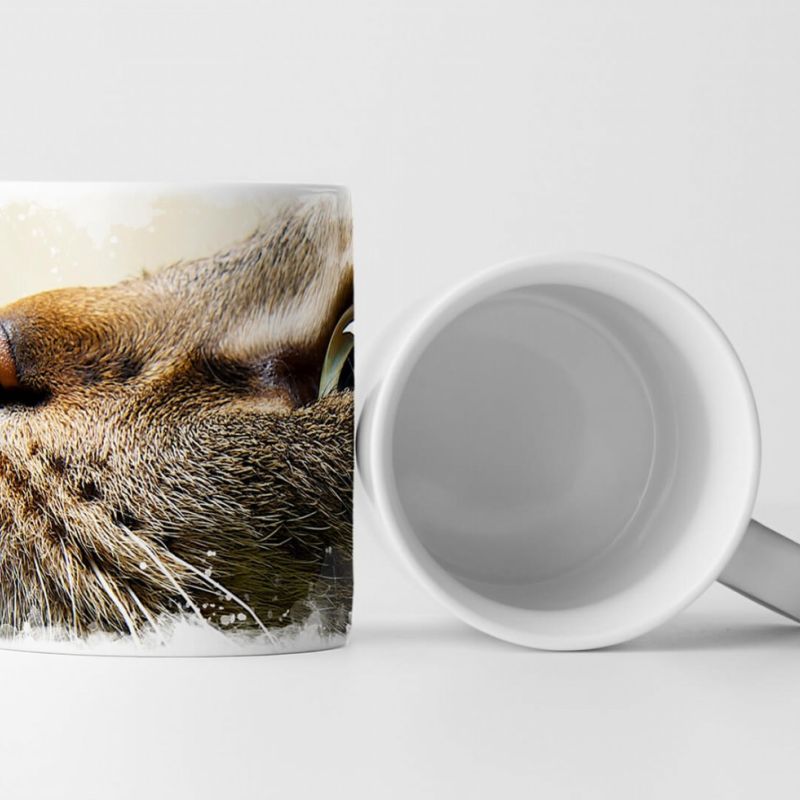 Tasse Geschenk Tierfotografie – Aufschauender Katzenkopf