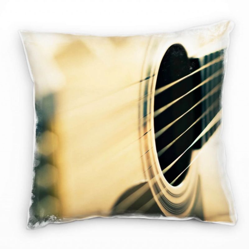 Macro, braun, schwarz, Gitarre, Instrument, Musik Deko Kissen 40x40cm für Couch Sofa Lounge Zierkiss