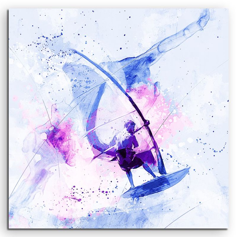 Windsurfer I 60x60cm Aquarell Art Leinwandbild