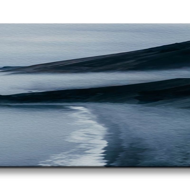 Leinwandbild 120x60cm Kunstvoll Berge Meer Strand Nebel Dunkel Dekorativ