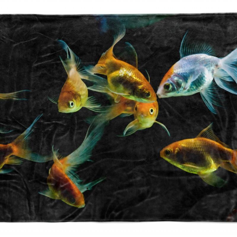 Handtuch Strandhandtuch Saunatuch Kuscheldecke  mit Tiermotiv Fische Goldfische