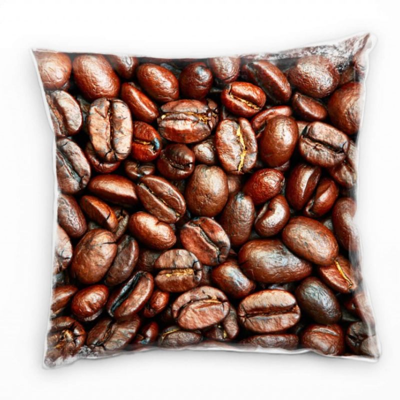 Macro, geröstete Kaffeebohnen, braun Deko Kissen 40x40cm für Couch Sofa Lounge Zierkissen