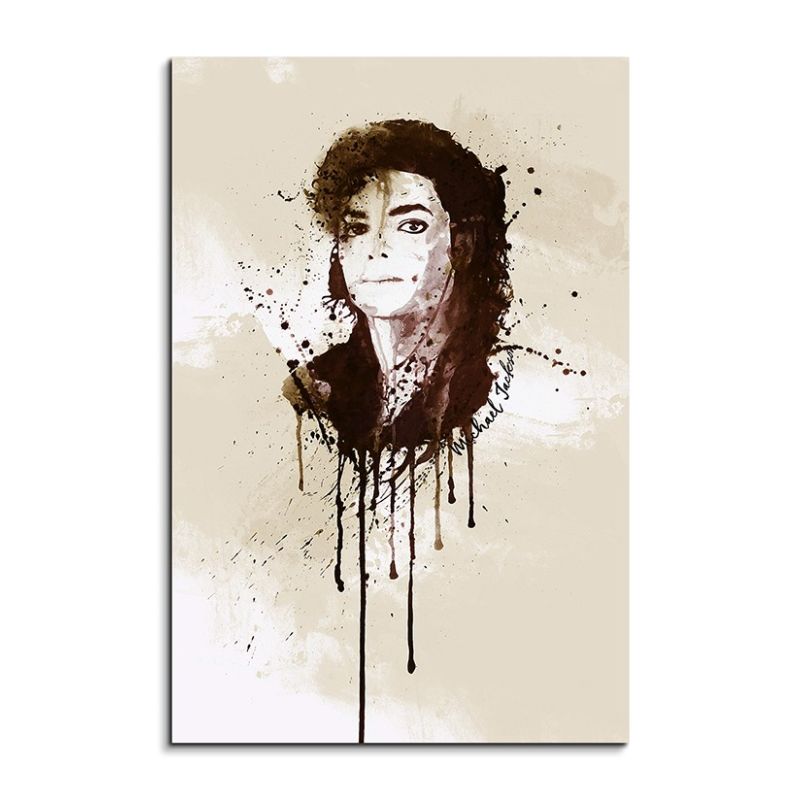 Michael Jackson 90x60cm Aquarell Art Wandbild auf Leinwand fertig gerahmt Original Sinus Art